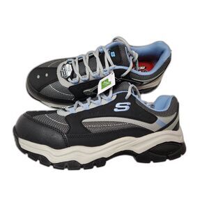 Skechers Women’s Work Shoes Size 10 Slip Resistant Steel Toe Black Blue NWT